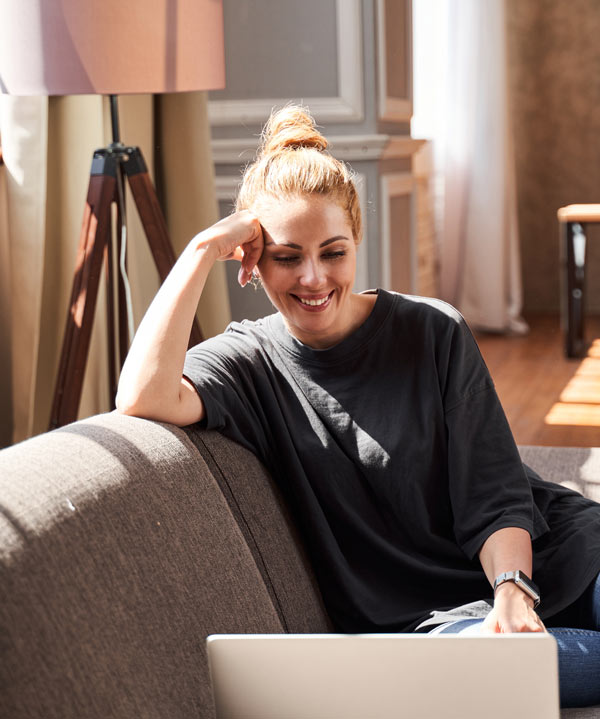 A woman on a laptop